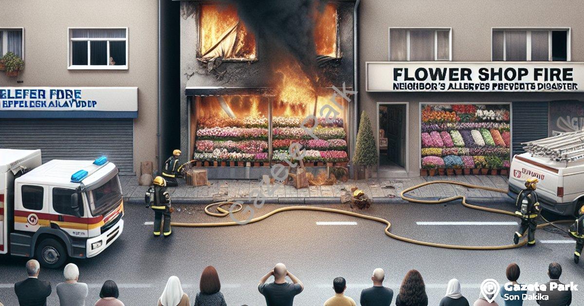 "Aydın Efeler'de Çiçekçi Yangını: Komşuların Dikkati Faciayı Önledi" başlıklı haber için fotorealist